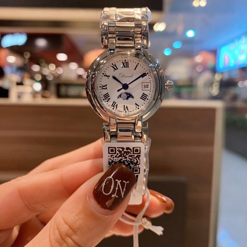 Foreign Trade Live Broadcast Women's Langjia Xinyue Watch Moon Phase Rose Gold Stainless Steel Strap Women's Watch with Diamond Inlay for Dropshipping