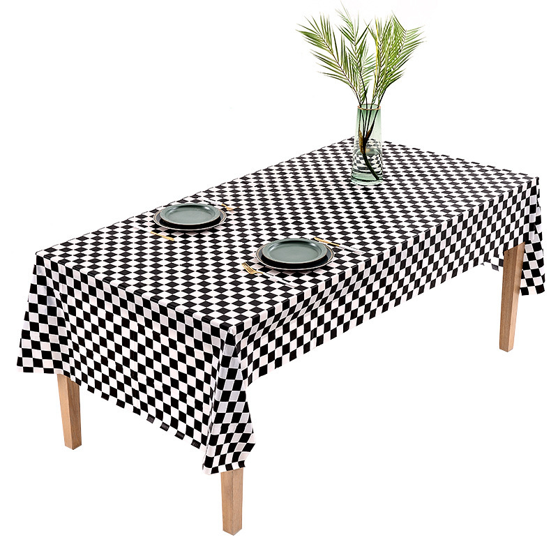 Amazon Racing Tablecloth F1 Black and White Checkered Peva Birthday Dessert Table Disposable Party Tablecloth Plaid Print