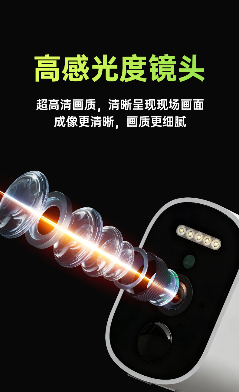 爆款智能电池摄像头无线4G监控家用免布线充电款户外高清监控器