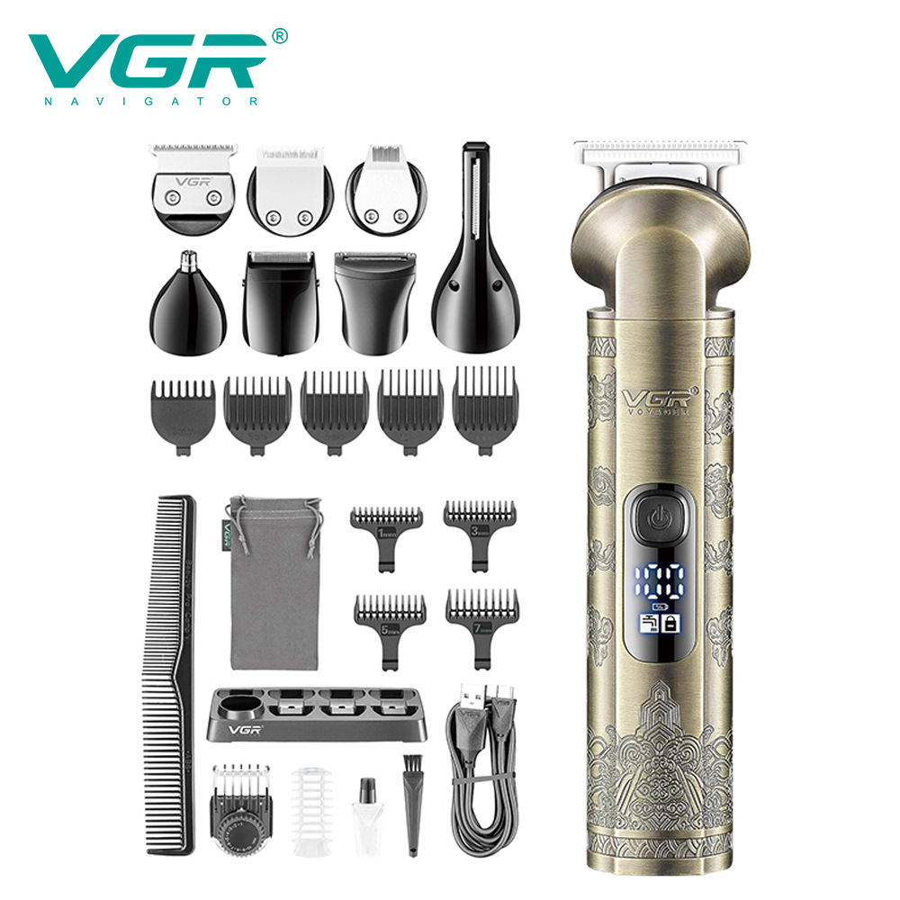 Tondeuse à cheveux homme VGR110 8 en 1 pour usage domestique : tondeuse de précision, tondeuse nez et favoris_voghion.com