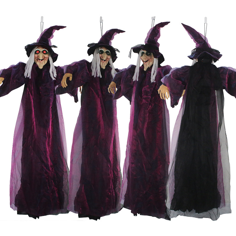 Halloween casa hechizada Decoración Accesorios horror diseño eléctrico luminoso LED activado por voz inducción bruja colgante fantasma bruja