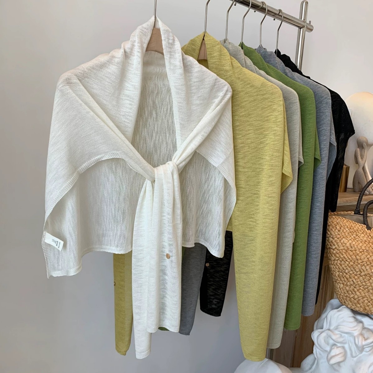 Summer Atmosphere Bamboo Linen Shawl for Women, Sun Protection Outerwear, Air-Conditioned Room Shawl, Slimming Ice-Feel Vest Wholesale