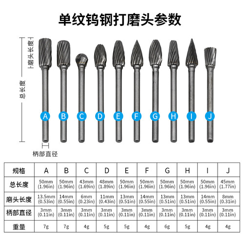 Tungsten steel carbide rotary file Electric grinding and pneumatic grinding accessories Tungsten steel grinding head milling cutter Tungsten steel single and double grain