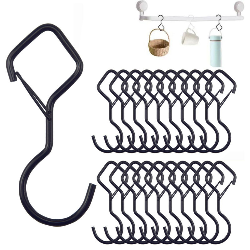 S-Shaped Windproof Hook for Home Kitchen and Bathroom, No-Drill Storage Clothes Hook, Stainless Steel, Non-Slip, Strong Load-Bearing S-Shaped Windproof Hook for Home Kitchen and Bathroom, No-Drill Storage Clothes Hook, Stainless Steel, Non-Slip, Strong Load-Bearing