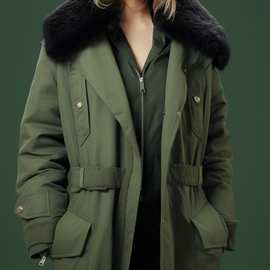 定制订单2025冬季新品毛领长款加厚长袖军大衣 男女同款军大衣