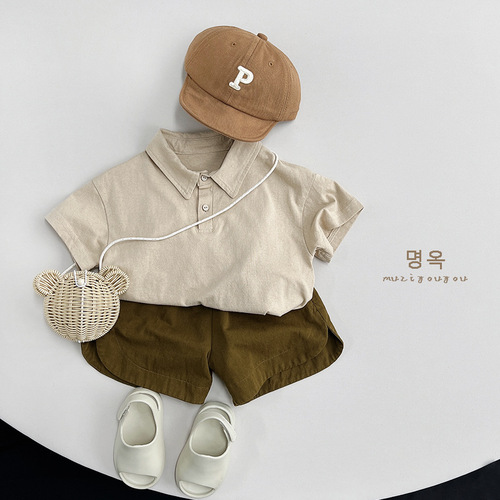 Retro forest style ~ children's cotton shorts 2024 summer new boys' quarter pants girls Korean style Japanese pants