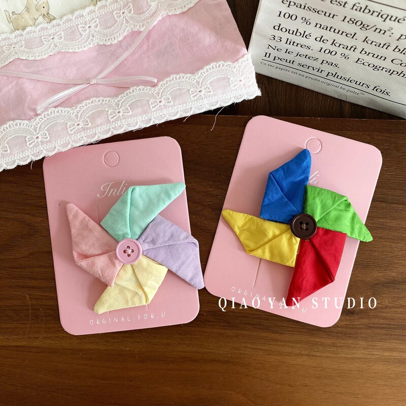 Korean-style new colorful children's rotating fabric hair clips, cute baby hair accessories, sweet and gentle on hair Korean-style new colorful children's rotating fabric hair clips, cute baby hair accessories, sweet and gentle on hair