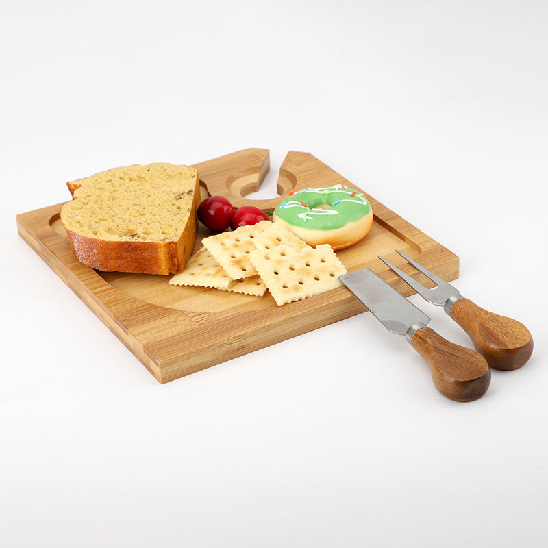 bandeja de bambú multifuncional portavasos de vino portátil y snack platos de aperitivos con portavasos de vino