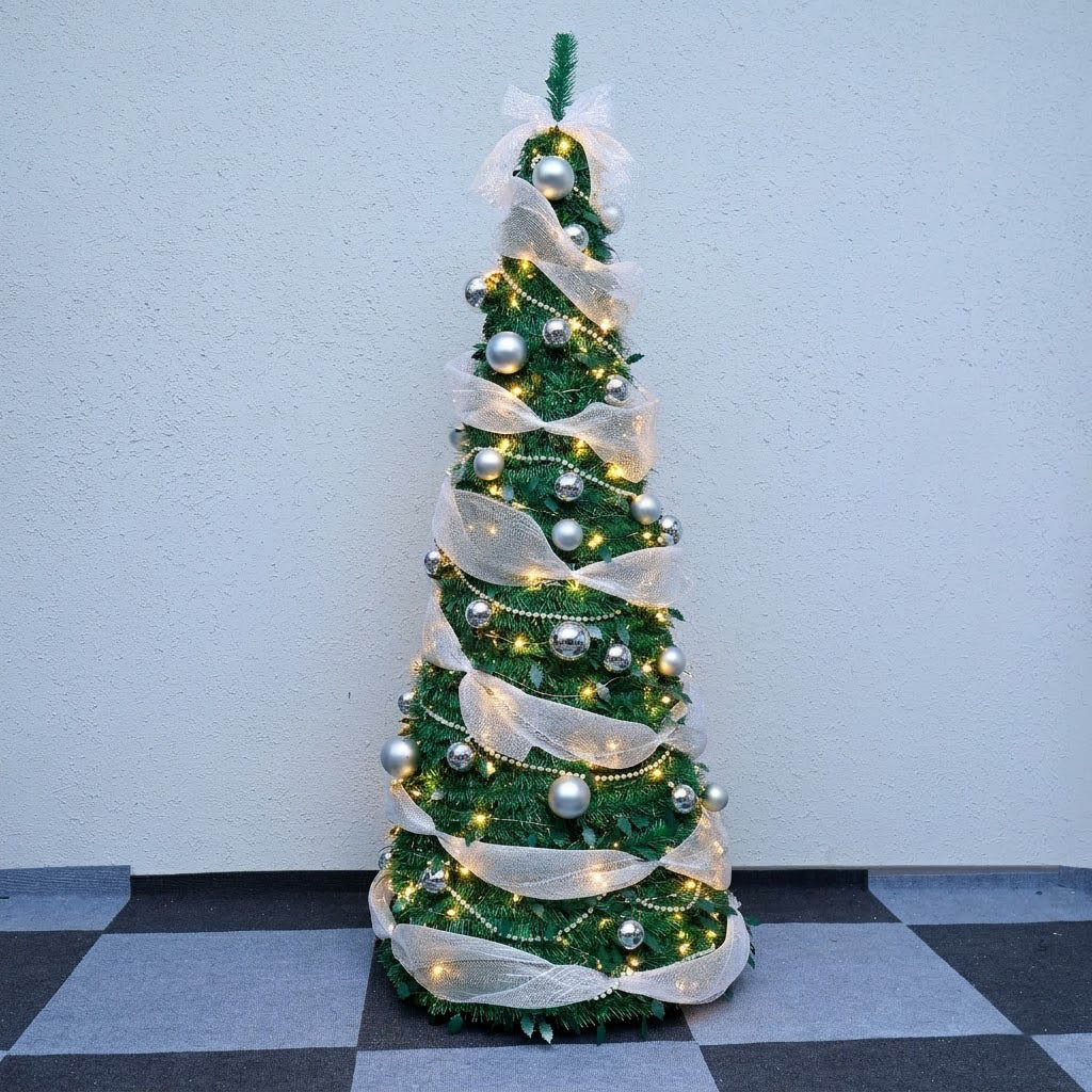 Árbol de Navidad retráctil plegable paquete doméstico decoración de Navidad árbol de torre de PVC 1.8m nuevo solo transfronterizo