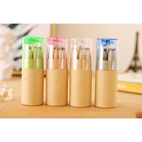 Log color barrel colored lead 6 color small colored lead long barrel 12 pieces colored pencil children's painting pen graffiti pen