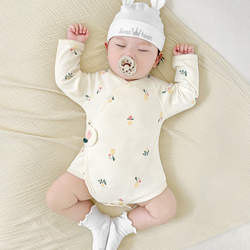 Primavera y otoño recién nacidos camiseta de algodón delgada triángulo harina ropa de otoño para niños, niñas y niños, ropa de bebé
