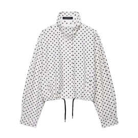 外贸2025欧美秋季新款休闲百搭立领长袖波点拉链外套女2010713