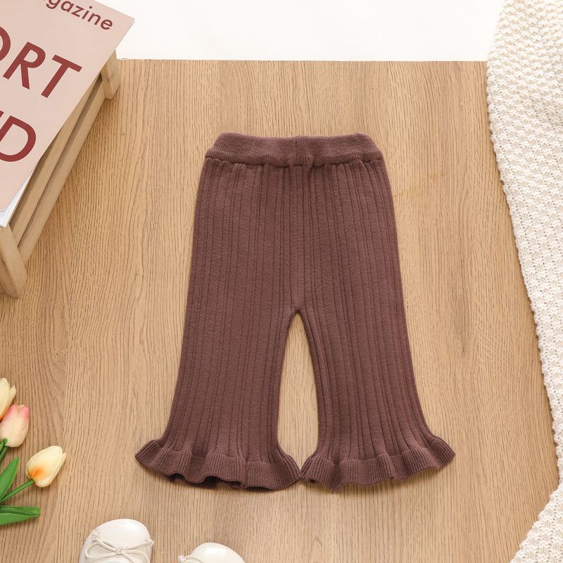Coffee flared trousers, increased thickness