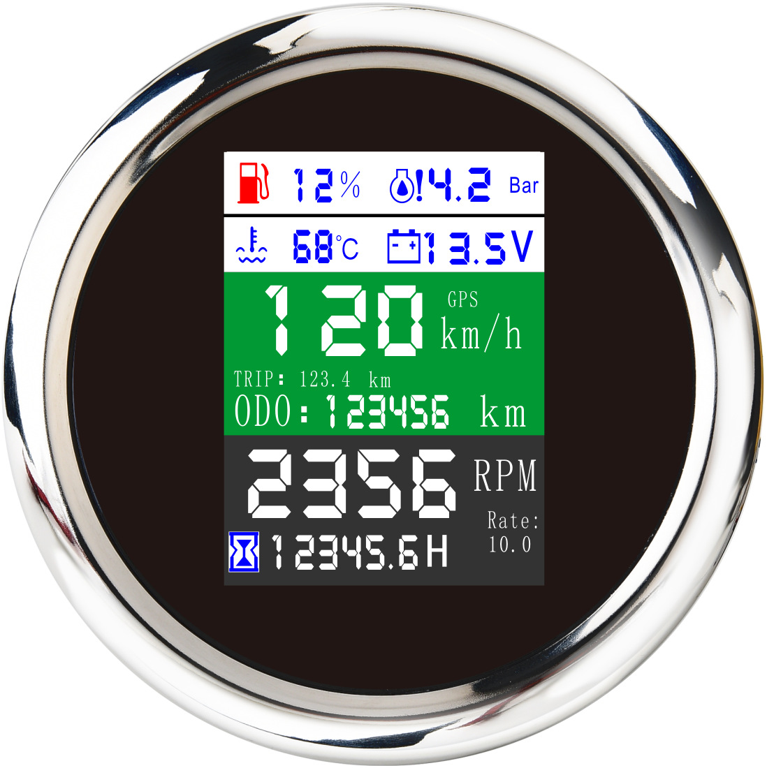 85mm six-in-one combination instrument speed speed speed oil pressure water temperature oil temperature voltage liquid level hours
