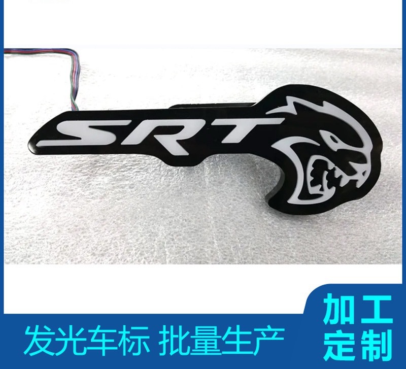 Cross-Border Luminous Car Logo Srt Car Luminous Emblem Hellcat Bluetooth Rgb Car Grille Luminous Logo