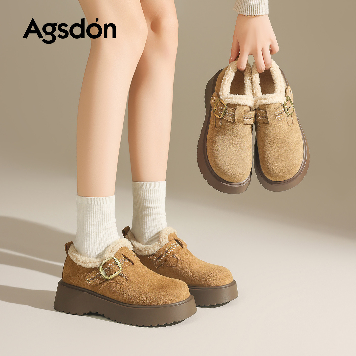 Augu Lion Deng Xiaoping Bocken Women Otoño / Invierno 2025 Nuevo Bocken Algodón de suela gruesa Maternidad Botas de nieve de suela suave