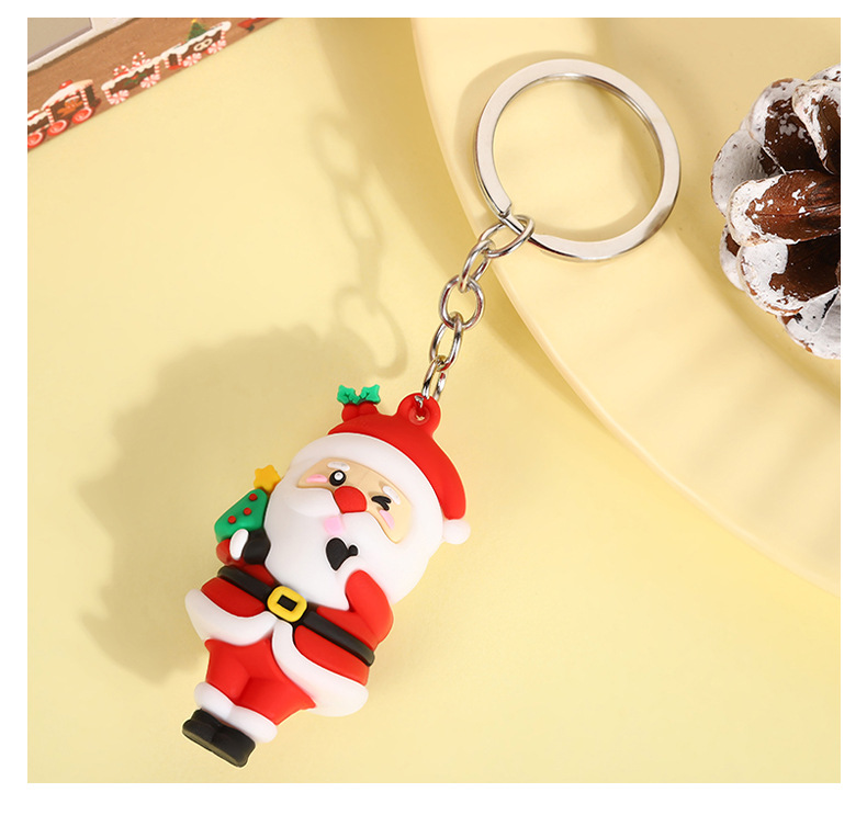 Christmas Tree, Santa Claus, Snowman Pattern Women's Gender Cute Style Cute Christmas Tree Santa Claus Snowman PVC Metal Christmas Women's Bag Pendant Keychain