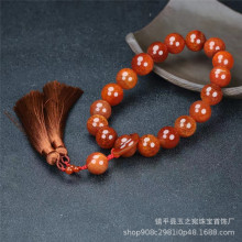 厂家批发冰裂龙纹凤血玛瑙佛珠手持卡16南红色念珠手串手链直播货
