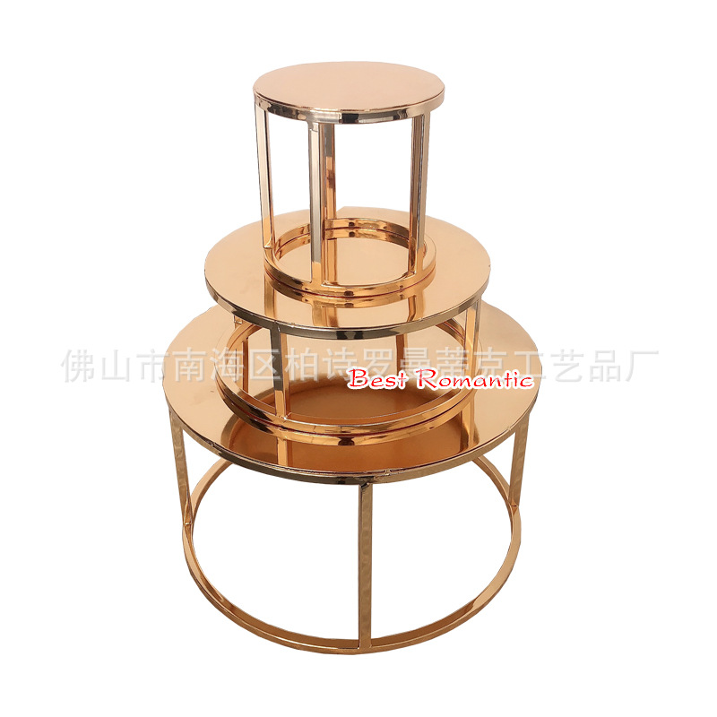 Moderno hierro pastel soporte boda creativo redondo cuadrado bandeja apoyos pastel tienda ORO retro placa de la torta