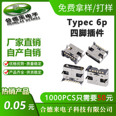 TypeC-6Pin四脚プラグインステンレスusb編み充電口付きプラグ端子-合徳来