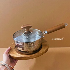 316L无涂层雪平锅加厚不锈钢奶锅小锅日式辅食双层蒸煮泡面汤锅
