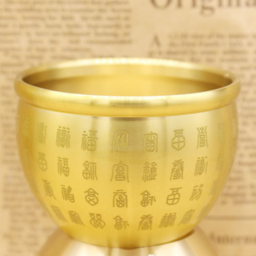 Brass pot decoration copper hundred fortune pot teacup car decoration piece treasure pot office decoration piece home decoration item real copper