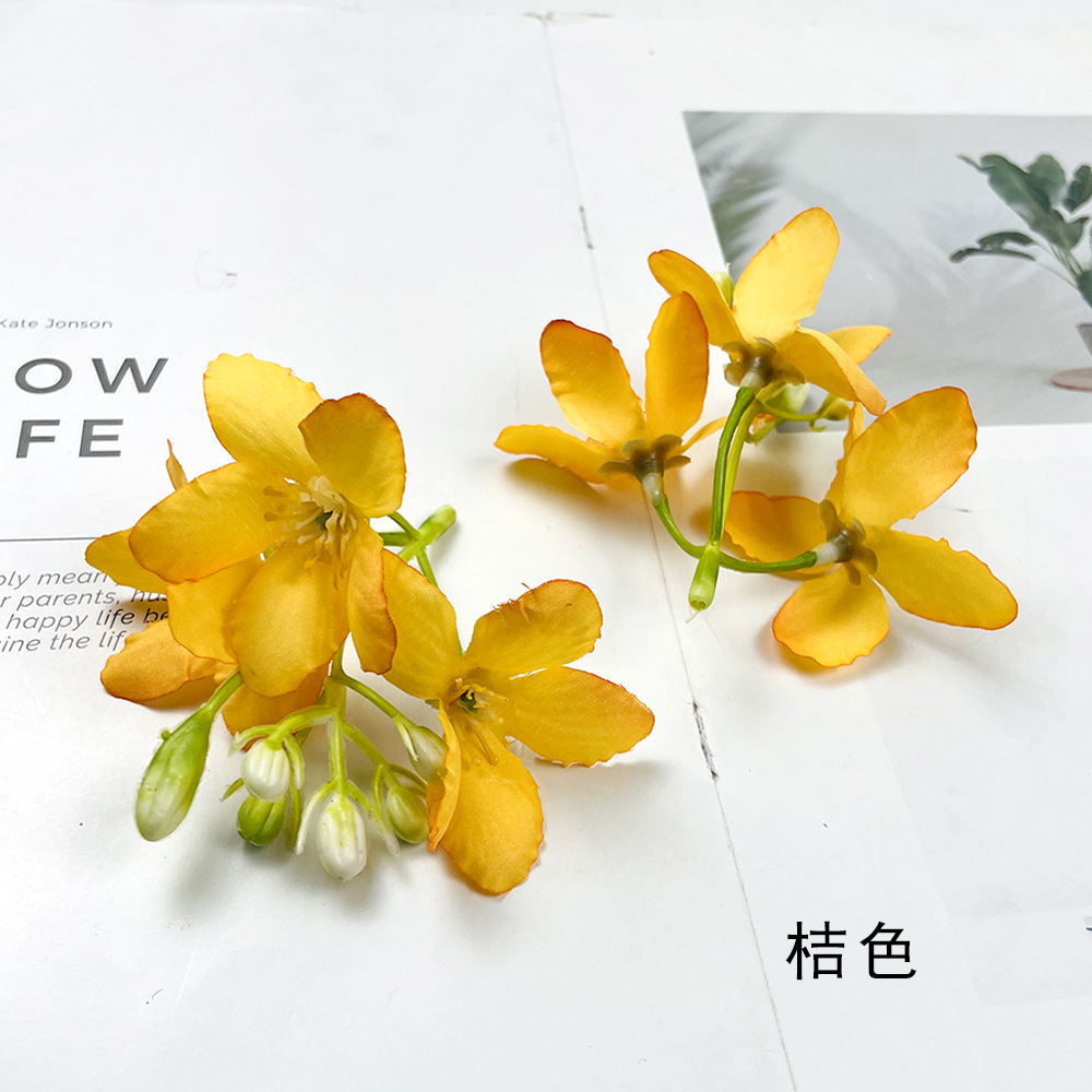 Simulación de 3 hortenas Begonia cadena de flores DIY hecha a mano toque de cabeza pinza de material accesorios paquete de decoración de fotografía del hogar