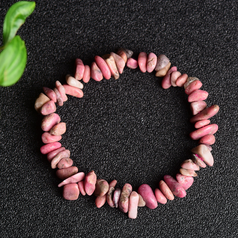 Pulsera de anillo único de piedra de cuartil natural irregular pulsera de cuerda elástica de piedra original estilo fresco simple y versátil