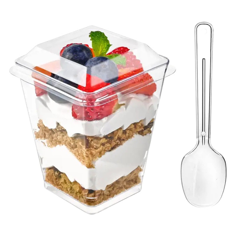 Amazon hard plastic trapezoid 150ml dessert cup mousse cup pudding cup jelly ice cream dessert ice cream cup