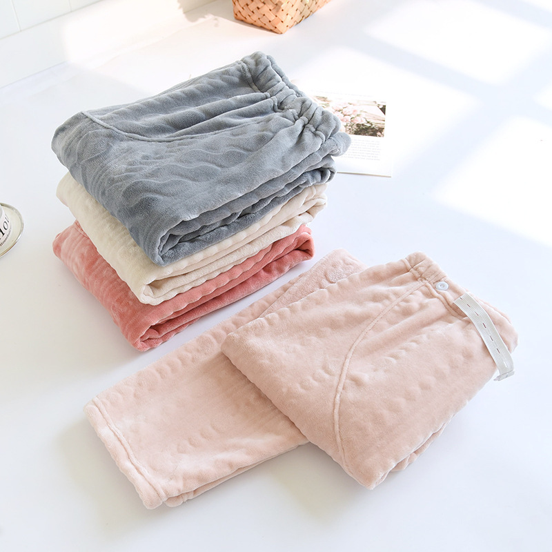 Winter Solid Color Flannel Pregnant Women's Pants Loose Simple Coral Fleece Pregnancy Pajama Pants Can be Wearing Outer Adjustable Home Pants