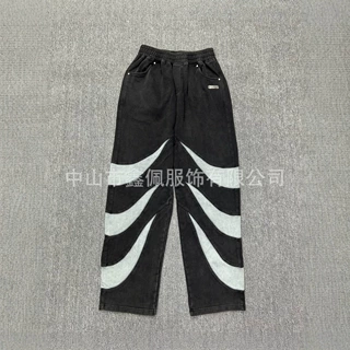 重磅撞色水洗做旧卫裤个性街潮休闲春秋男款长裤定做工厂水洗做旧