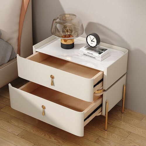Bedside cabinet  new model whole set high-end sense bedside cabinet light luxury simple modern solid wood bedside cabinet, rock slab bedroom