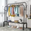 150CM black double rod + single-layer storage network