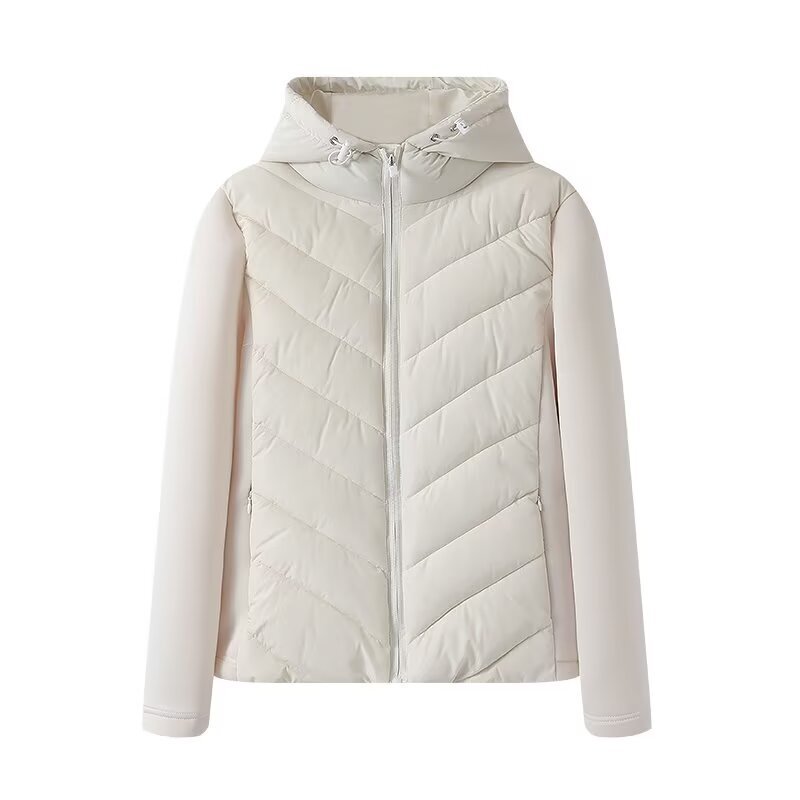 Zr Export Wholesale European and American Style Women's Clothing Commuter Style Fashionable Hooded Long-Sleeved Spliced Cotton Jacket