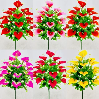 仿真花18头亚光布马蹄莲插花束家居客厅装饰花玄关庭院摆放花