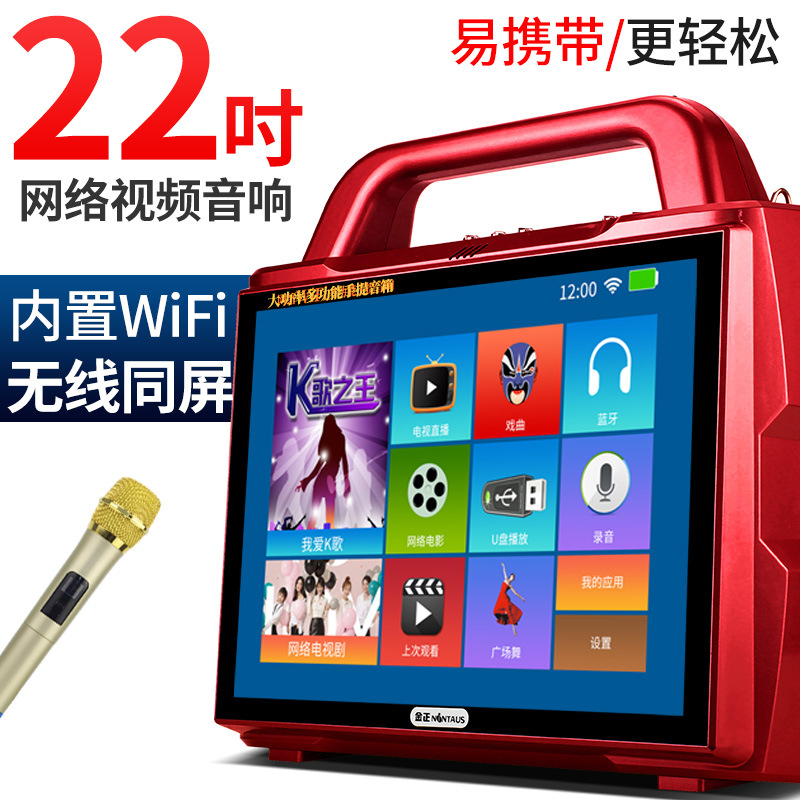 Free Shipping Portable Square Dance Audio Video Player with Display Mobile Bluetooth Smart Network Trolley Speaker
