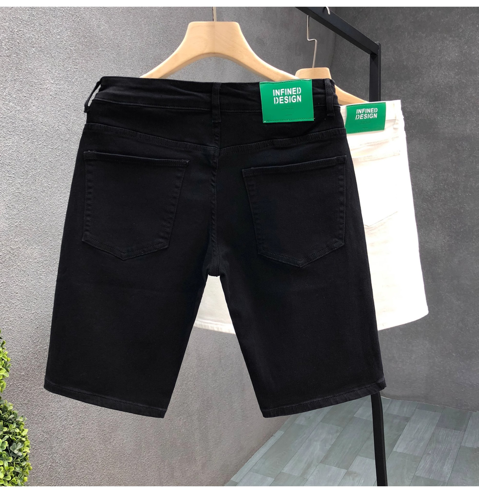 Schlanke Stretch Jeansshorts Für Herren In Blau Für Den Sommer_voghion.com