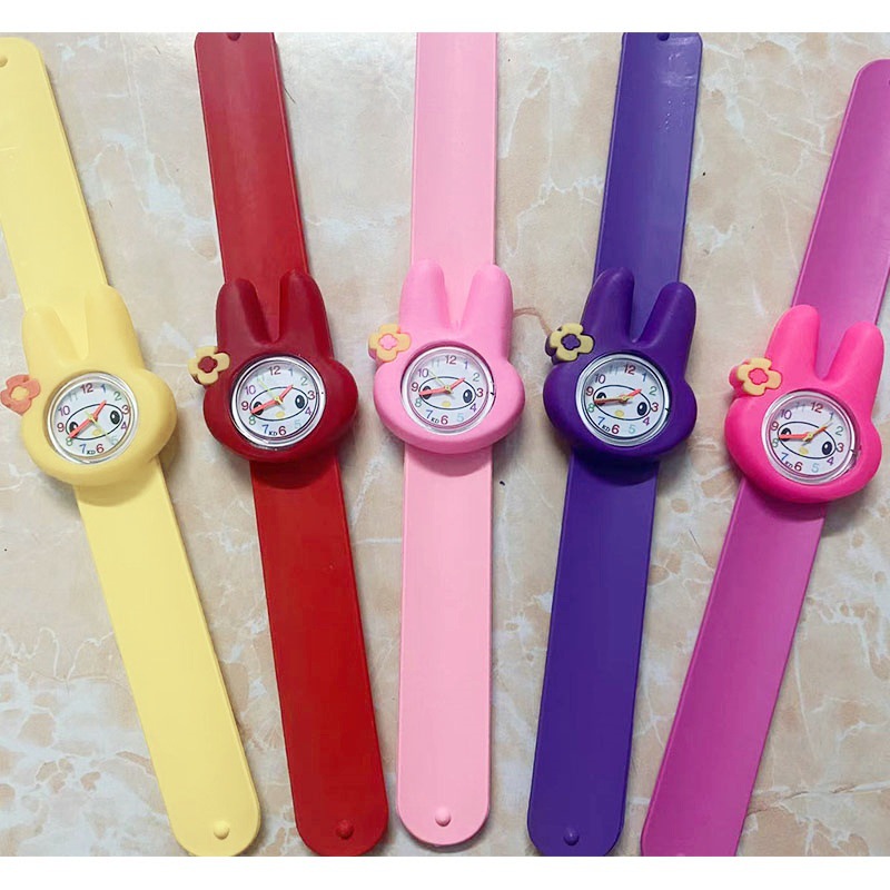 卡通拍拍表单色硅胶啪啪圈儿童手表女孩男孩小动物幼儿园手表跨境