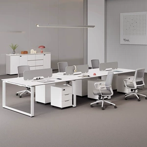Сотрудники Office Desk Simple Modern 4/6 Creative White White Working Screen Office Office Table и комбинация стул