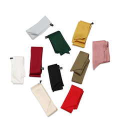 亞馬遜速賣通短款純色小領巾小絲巾女春秋時尚百搭包包配飾飄帶