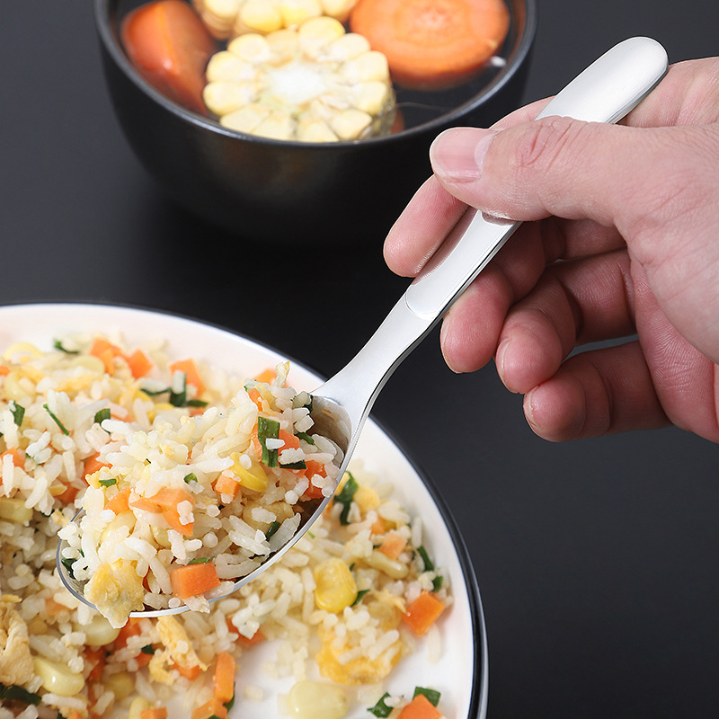 316 Stainless Steel Dinner Spoon Children's Round Head Soup Spoon Household Thickened and Deepened Soup Spoon Big Head Spoon