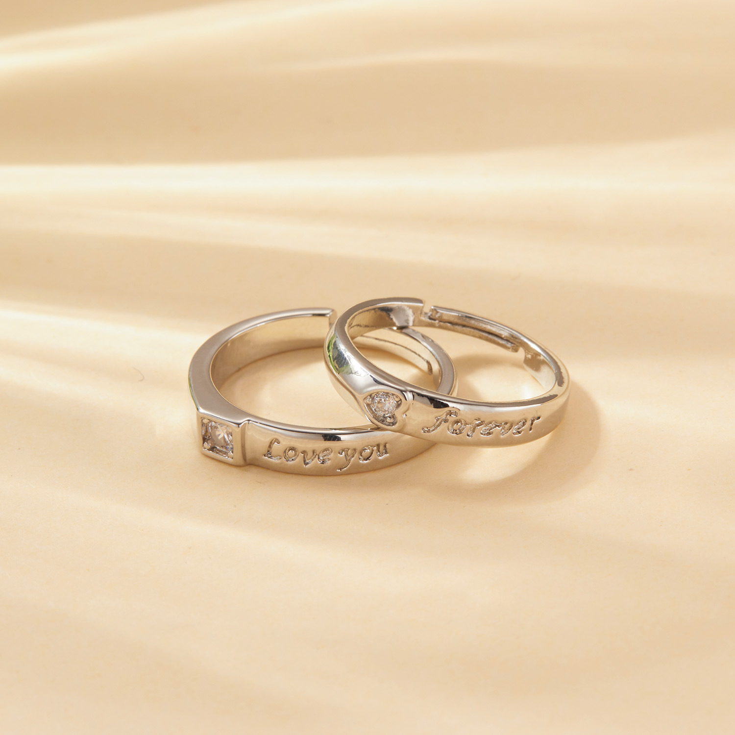 Elegant Classic Style Heart Shape Copper Zircon Open Rings In Bulk display picture 13