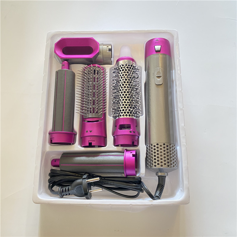 Cross-Border Five-In-One Hot Air Comb, Automatic Curling Iron, Hair Styling Comb, Dual-Use Curling and Straightening Electric Hair Dryer, Hair Drying Comb