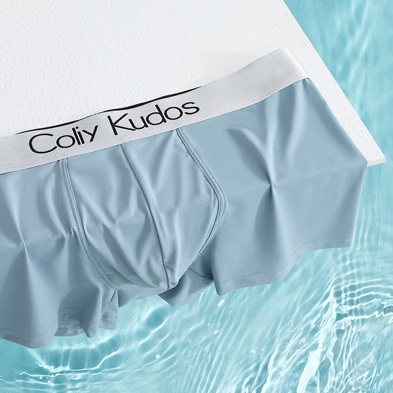 Gift Box Canned Men's Underwear Ice Silk Non-Stuck Crotch Boxer Briefs Men's Antibacterial Comfortable Close-Fitting Non-Curling Boxer Briefs