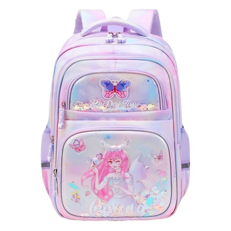 Mochila escolar para niñas de 1º a 2º grado, marca Rui, gran capacidad, reduce el peso, diseño de dibujos animados, para niñas de primaria, modelo nuevo 2025, ligera.