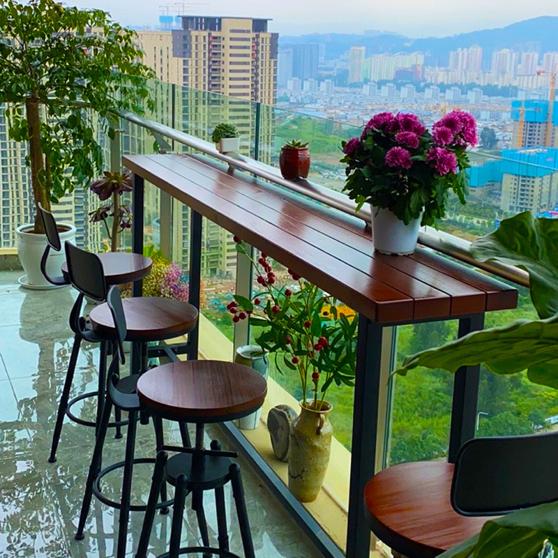 批发阳台小桌椅户外茶桌休闲区布置防腐木一桌二椅组合三件套轻奢