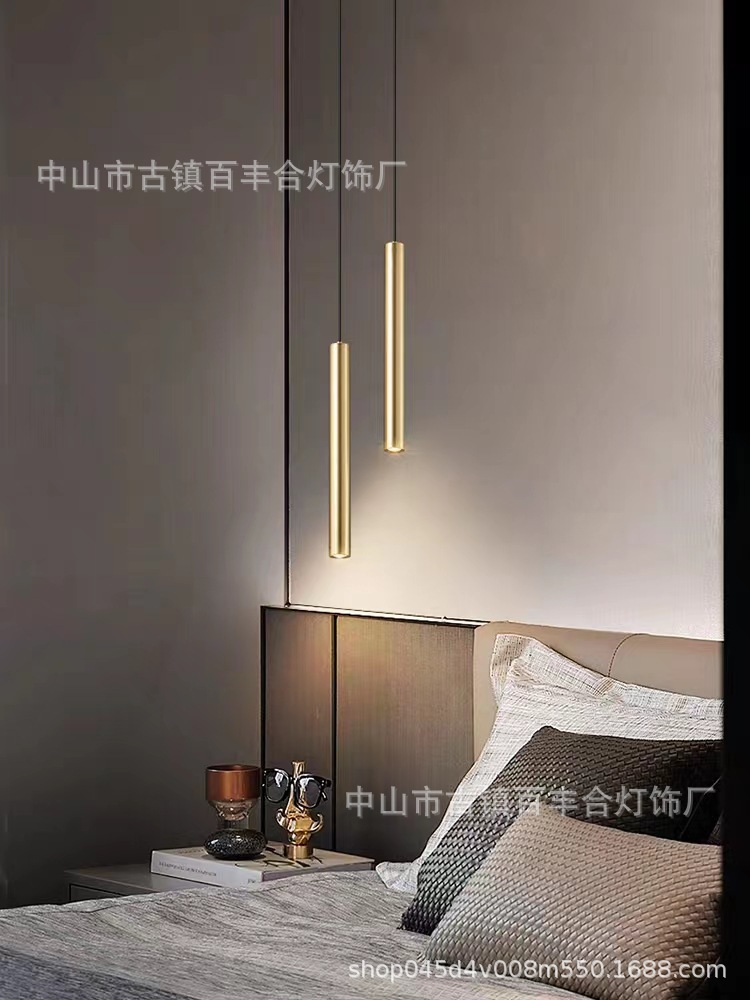 北欧极简卧室床头吊灯现代简约客厅背景墙吊线射灯圆柱长筒小吊灯-阿里巴巴