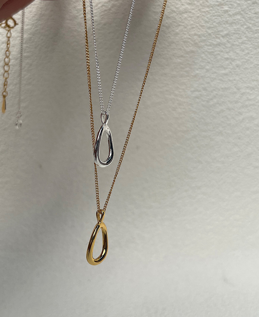 Daily Occasion Sterling Silver Material Simple Style Oval Sterling Silver Plating Pendant Necklace