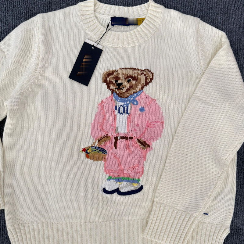 RL Pink Bear Autumn/Winter New Pure Cotton Cartoon Crew Neck College Casual Versatile Loose Sweater for Women RL Pink Bear Autumn/Winter New Pure Cotton Cartoon Crew Neck College Casual Versatile Loose Sweater for Women