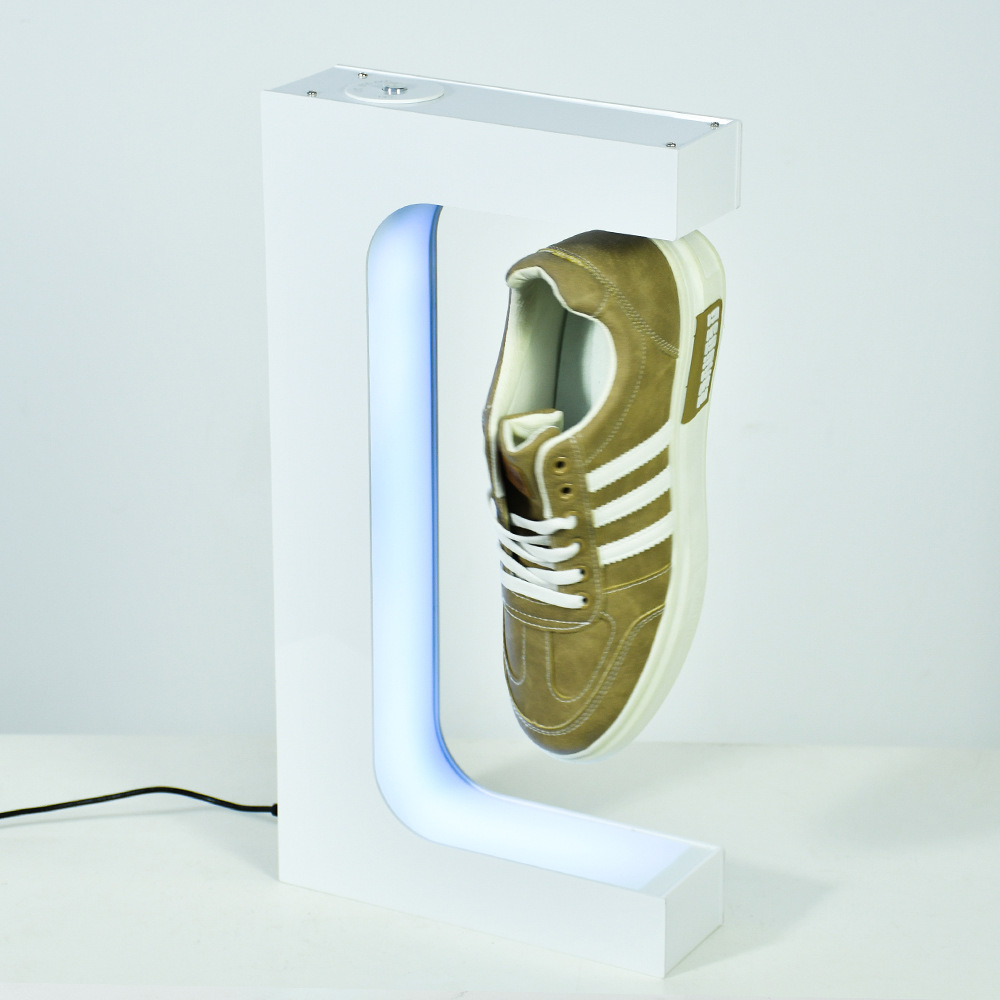 Soporte de Exhibición Giratorio con Levitación Magnética para Zapatos, de Acrílico, con Luz LED, para Comercio
